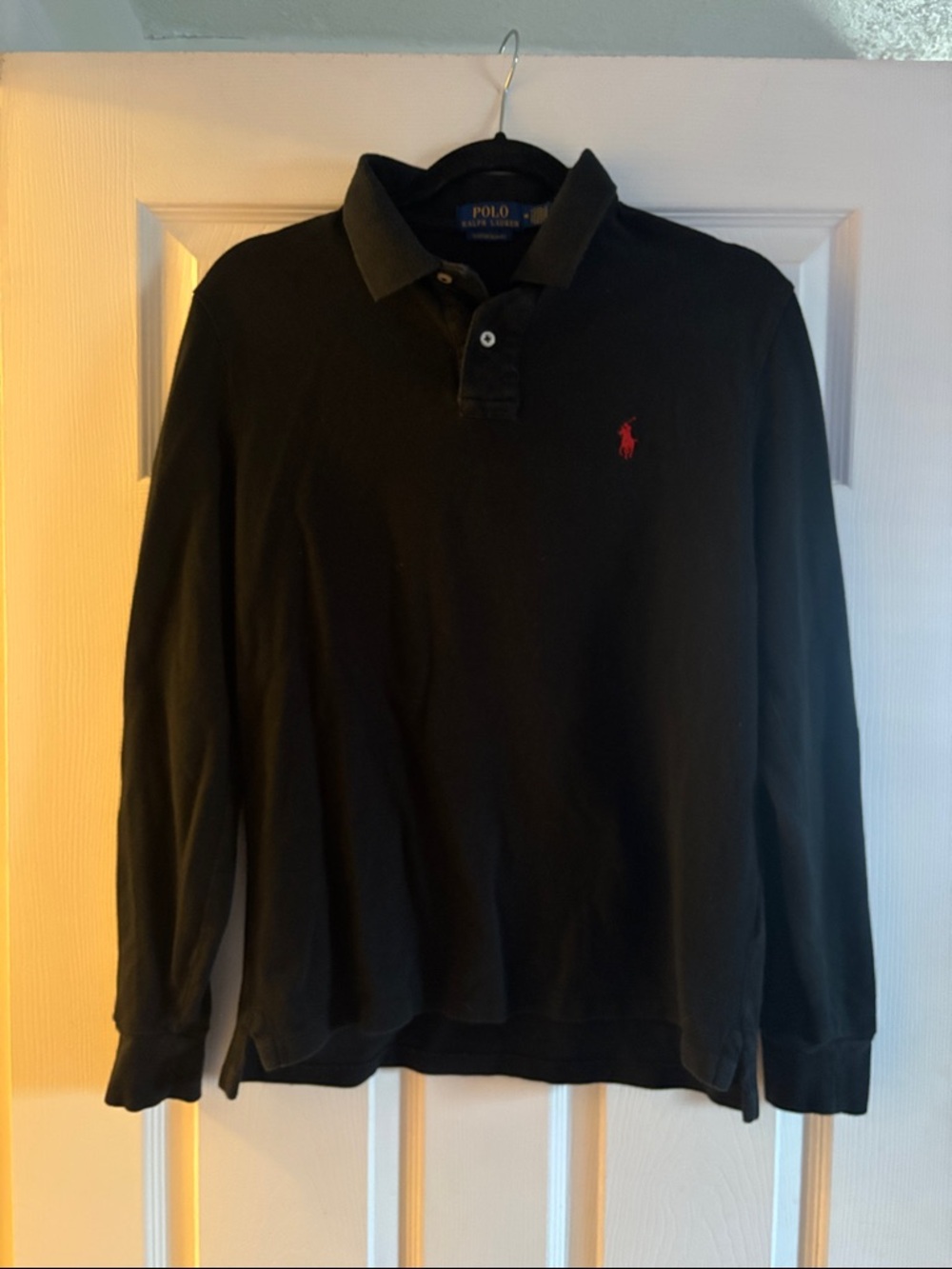 Polo by Ralph Lauren Black Long-Sleeve Polo with Red Pony